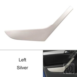 VW 車内ドアカーボンプルハンドルカバートリムキャップ部品 ゴルフ 6 GTI 2009-2014 アクセサリー - Silver Left