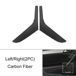 VW 車内ドアカーボンプルハンドルカバートリムキャップ部品 ゴルフ 6 GTI 2009-2014 アクセサリー - Carbon Fiber 2PCS