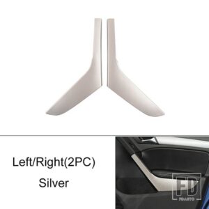 VW 車内ドアカーボンプルハンドルカバートリムキャップ部品 ゴルフ 6 GTI 2009-2014 アクセサリー - Silver 2PCS