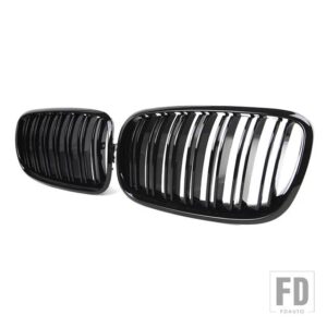 BMW X5 X6 E70 E71 2008-2013 デュアルスラットスタイルフロントキドニーグリルグリルリペアフードバンパーグリルカーアクセサリー - Gloss black