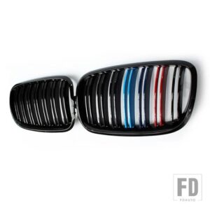 BMW X5 X6 E70 E71 2008-2013 デュアルスラットスタイルフロントキドニーグリルグリルリペアフードバンパーグリルカーアクセサリー - Gloss Black M