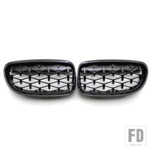 BMW 2ピース/セット フロントグリルダイヤモンドグリルメテオスタイル E90 E91/3シリーズ 2009-2012 オートアクセサリーと黒 - Gloss black