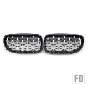 BMW 2ピース/セット フロントグリルダイヤモンドグリルメテオスタイル E90 E91/3シリーズ 2009-2012 オートアクセサリーと黒 - silver and black