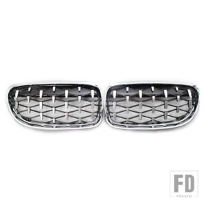 BMW 2ピース/セット フロントグリルダイヤモンドグリルメテオスタイル E90 E91/3シリーズ 2009-2012 オートアクセサリーと黒 - All Silver