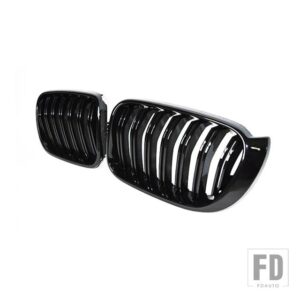 BMW ペアフロントキドニーグリルダイヤモンドスタイルレーシンググリル F25 F26 X3 X4 2014-2017 アクセサリー - 2 Line Gloss Black
