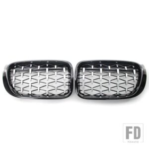BMW ペアフロントキドニーグリルダイヤモンドスタイルレーシンググリル F25 F26 X3 X4 2014-2017 アクセサリー - silver and black