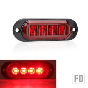 汎用 2個 4LED トラックビーコンランプトラックサイドハザード灯アンバー黄赤緑信号機 12V-24V - 2pcs Red