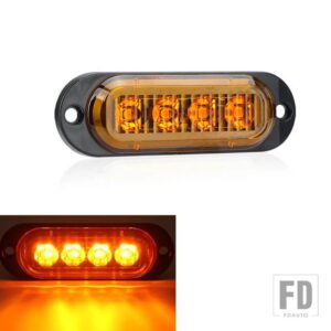 汎用 2個 4LED トラックビーコンランプトラックサイドハザード灯アンバー黄赤緑信号機 12V-24V - 2Pcs Yellow