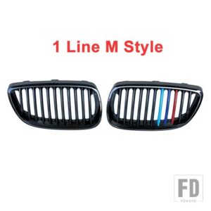 BMW ペアグロスブラック車 2 スラットラインフロントキドニーグリルグリル E92 E93 3シリーズ M3 クーペコンバーチブル 2006-2009 - 1 Line M Style