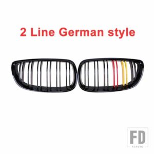BMW ペアグロスブラック車 2 スラットラインフロントキドニーグリルグリル E92 E93 3シリーズ M3 クーペコンバーチブル 2006-2009 - 2 Line German Style