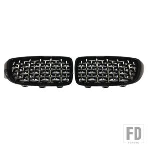 BMW ペアフロントバンパーキドニーグリル F32 F33 F36 F80 F82 F83 M3 M4 ダイヤモンドスタイルレーシンググリルアクセサリー - silver and black