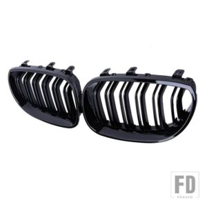 BMW ペアカーボンフロントキドニーグリルグリルダブルスラット E60 E61 M5 5シリーズ 2003-2010 レーシンググリルスタイリング - Gloss black