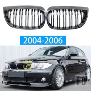 BMW 1シリーズ E81 E87 2004-2011 グロスブラックグリルカバーフロントバンパー親切に改築 M スタイルグリル 128I 130I 135I - 2004-2006