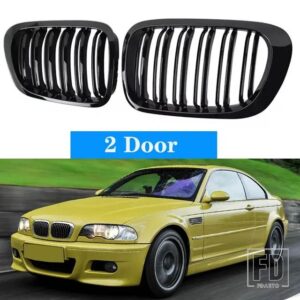 BMW 3シリーズ E46 1998-2001 2/4 ドアフロントキドニーグリル 318I 320I 325I 330I グロスブラックレーシンググリルアクセサリー - 2 Door Gloss Black