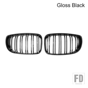 BMW PULLECO E81 E87 E82 E88 128I 130I 135I カーボンレーシンググリルフロントグリルバンパーフードキドニーグリル ABS 08-11 - Gloss black