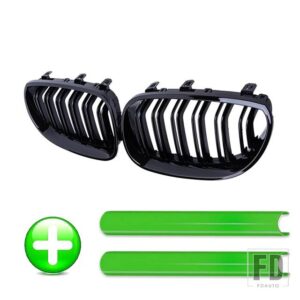 BMW PULLECO フロントバンパーグリルキドニーレーシンググリルグリルトリムストリップ E60 E61 5シリーズ 2003-2009 グロスブラック自動 - green