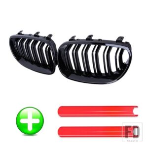 BMW PULLECO フロントバンパーグリルキドニーレーシンググリルグリルトリムストリップ E60 E61 5シリーズ 2003-2009 グロスブラック自動 - Red
