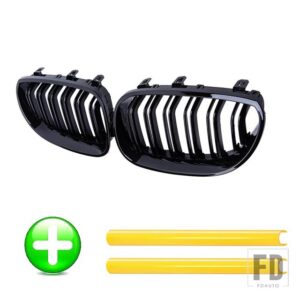 BMW PULLECO フロントバンパーグリルキドニーレーシンググリルグリルトリムストリップ E60 E61 5シリーズ 2003-2009 グロスブラック自動 - Yellow