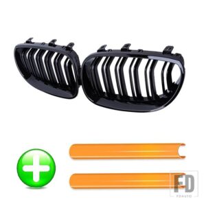 BMW PULLECO フロントバンパーグリルキドニーレーシンググリルグリルトリムストリップ E60 E61 5シリーズ 2003-2009 グロスブラック自動 - Orange
