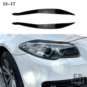 BMW 5シリーズ F10 F11 2011-14 2個 まぶたフロントヘッドライトアイブロウカバー目蓋トリムステッカーグロスブラック ABS - Gloss Black 15-17