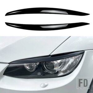 BMW PULLECO カーボンフロントヘッドライトアイブロウまぶたランプライトアイブロウ自動 3シリーズ E92 E93 2006-2009 アクセサリー - Gloss black