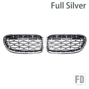 BMW PULLECO 車フロントキドニーバンパーグリルグリルダイヤモンドスタイルレーシンググリル 5シリーズ F10 F11 F18 520 523 525 530I M5 10-1 - All Silver