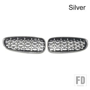BMW PULLECO Z4 E89 ダイヤモンドグリルフロントバンパーキドニーグリルレーシンググリル 2009-2016 ABS グリルオートアクセサリー光沢 - Full Silver