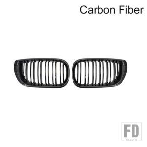 BMW PULLECO E46 3シリーズカーボンキドニーグリルグリルレーシンググリルフロントバンパーグリル 02-05 4 ドア ABS デュアルライン - Carbon Fiber