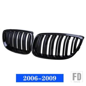 BMW スタイルグロスブラックフロントキドニーダブルスラットグリル E92 E93 3シリーズ 328I 335I クーペ 2006-2013 レーシンググリル - 2006-2009
