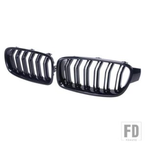 BMW 3シリーズ F30 F31 F35 320I 325I 328 レーシンググリルアクセサリー自動フロントグリルピアノブラックデュアルラインキドニーグリル 12-1 - Gloss black