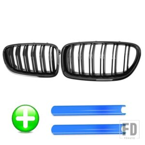 BMW PULLECO 5シリーズ F10 F11 F18 525 520D 530D 540I グリルフロントグリルキドニーレーシンググリルグロスブラックトリムストリップ 10-17 - Grille And Blue
