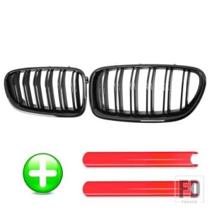 BMW PULLECO 5シリーズ F10 F11 F18 525 520D 530D 540I グリルフロントグリルキドニーレーシンググリルグロスブラックトリムストリップ 10-17 - Grille And Red
