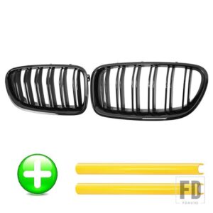 BMW PULLECO 5シリーズ F10 F11 F18 525 520D 530D 540I グリルフロントグリルキドニーレーシンググリルグロスブラックトリムストリップ 10-17 - Grille And Yellow