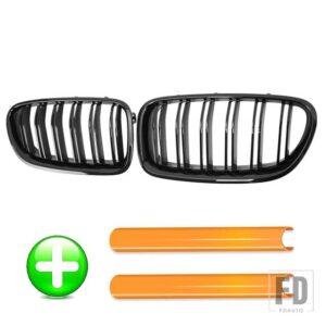 BMW PULLECO 5シリーズ F10 F11 F18 525 520D 530D 540I グリルフロントグリルキドニーレーシンググリルグロスブラックトリムストリップ 10-17 - Grille And Orange