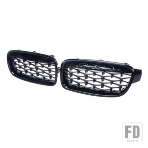 BMW PULLECO 車クロームダイヤモンドフロントキドニーグリルレーシンググリル 3シリーズ F30 F31 F35 325XI 320I 325I 325I 328I 330I 13-19 - Gloss black