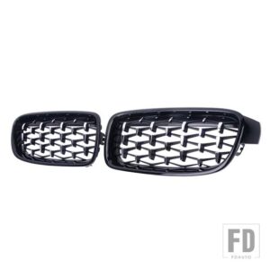 BMW PULLECO 車クロームダイヤモンドフロントキドニーグリルレーシンググリル 3シリーズ F30 F31 F35 325XI 320I 325I 325I 328I 330I 13-19 - silver and black