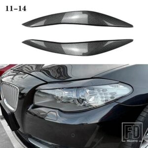 BMW F10 F11 518D 520D 523I 530I 530D 550I M5 2個 ABS 光沢ヘッドライト邪悪なアイブロウまぶた 5シリーズ 2010-2013 プレ LCI トリム - Carbon Fiber