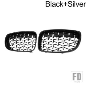 BMW PULLECO 1シリーズ E81 E82 E87 E88 128I 130I 135I 車ダイヤモンドグリルフロントキドニーバンパーグリルレーシンググリルグリル 07-11 - black silver