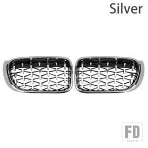 BMW PULLECO ダイヤモンドフロントバンパーグリルレーシンググリルキドニーグリル X3 X4 F25 F26 2014-2017 アクセサリー - Silver