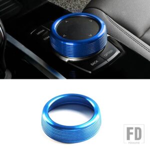 BMW マルチメディアボタンカバートリムノブステッカークロームアクセサリー 18 + 5/7シリーズ 6GT X3 X4 G01 G08 G02 G30 G38 G11 G12 - Blue