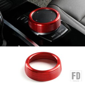 BMW マルチメディアボタンカバートリムノブステッカークロームアクセサリー 18 + 5/7シリーズ 6GT X3 X4 G01 G08 G02 G30 G38 G11 G12 - Red