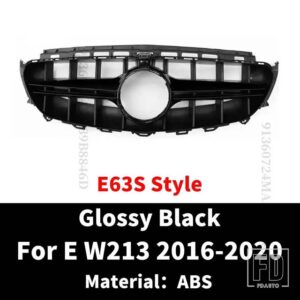 フロントバンパーグリルフードグリルメルセデス W213 C238 A238 Eクラス E300 E200 E260 2016-2020 パーフェクトマッチ E63 GT ダイヤモンドス - E63S Glossy Black