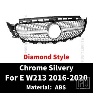 フロントバンパーグリルフードグリルメルセデス W213 C238 A238 Eクラス E300 E200 E260 2016-2020 パーフェクトマッチ E63 GT ダイヤモンドス - Diamond Silvery