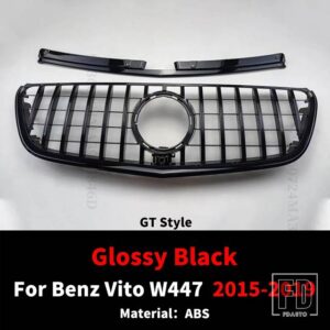 メルセデスベンツ ダイヤモンド GTR GT スタイルフロントラジエーターグリルインレットグリルヴィト W447 2015-2023 - 2015-2019 GT Black