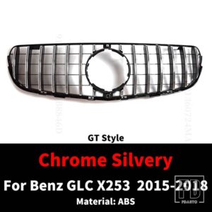 ダイヤモンド GT スタイルフロントインレットメッシュグリルレーシングバンパーグリルメルセデス X253 ベンツ GLC 200 220 250 260 300 350 20 - GT Silvery