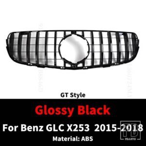 ダイヤモンド GT スタイルフロントインレットメッシュグリルレーシングバンパーグリルメルセデス X253 ベンツ GLC 200 220 250 260 300 350 20 - GT Black