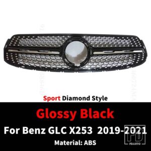 ダイヤモンド GT スタイルフロントバンパーグリルインレットグリルメルセデス X253 ベンツ GLC 2019-21 300 200 220 チューニングフードメッシ - Sport DM Black