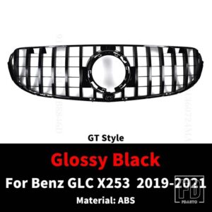 ダイヤモンド GT スタイルフロントバンパーグリルインレットグリルメルセデス X253 ベンツ GLC 2019-21 300 200 220 チューニングフードメッシ - GT Black