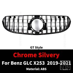 ダイヤモンド GT スタイルフロントバンパーグリルインレットグリルメルセデス X253 ベンツ GLC 2019-21 300 200 220 チューニングフードメッシ - GT Silvery