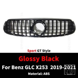 ダイヤモンド GT スタイルフロントバンパーグリルインレットグリルメルセデス X253 ベンツ GLC 2019-21 300 200 220 チューニングフードメッシ - Sport GT Black